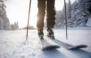 person on ski poles