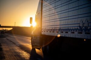 18-wheeler at sunset
