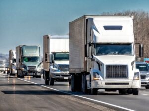 convoy of 18-wheelers