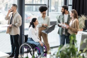 personal injury victim at work in wheelchair